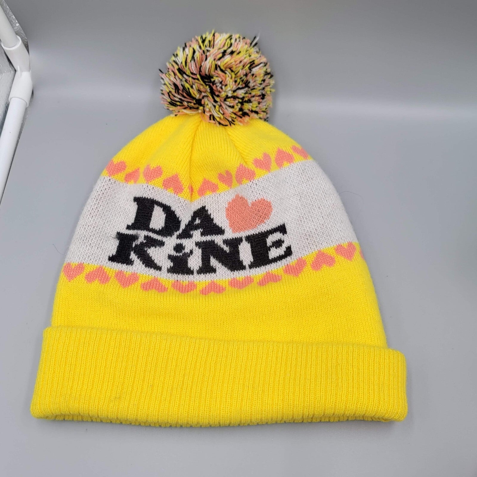 Dakine Beanie Womens One Size Yellow Hearts Pom