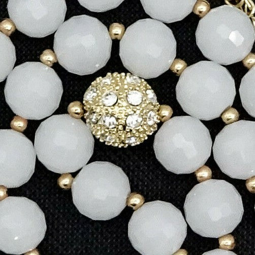 Opaque Faceted Glass Bead Necklace Gold tone 16" - 18"