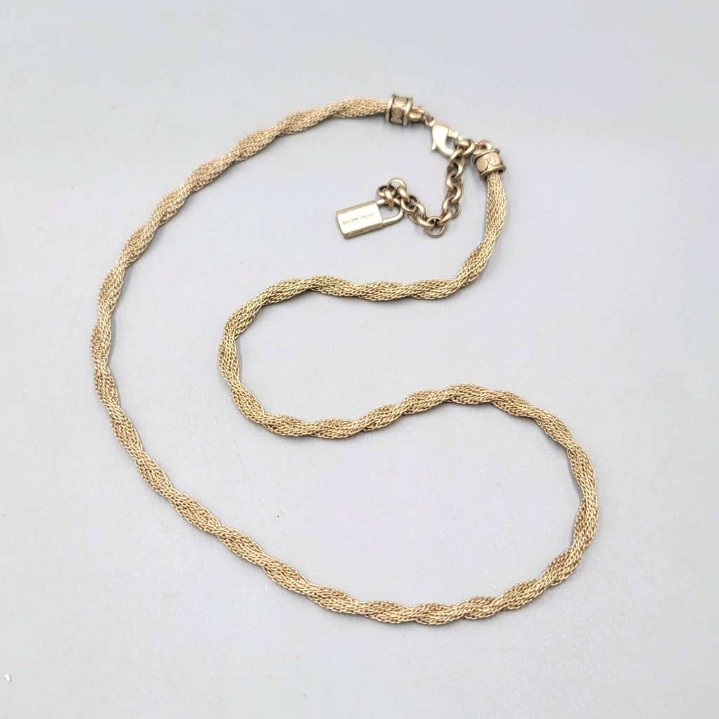 Vintage Ellen Tracy Mesh Chain Necklace Gold tone 18 in
