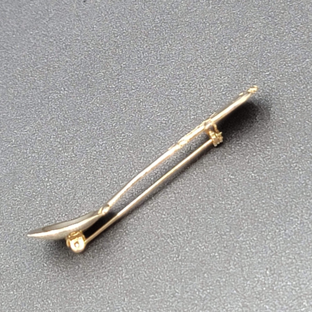 Vintage Spoon Brooch Gold tone Heart Estate Costume Jewelry 2 1/2"
