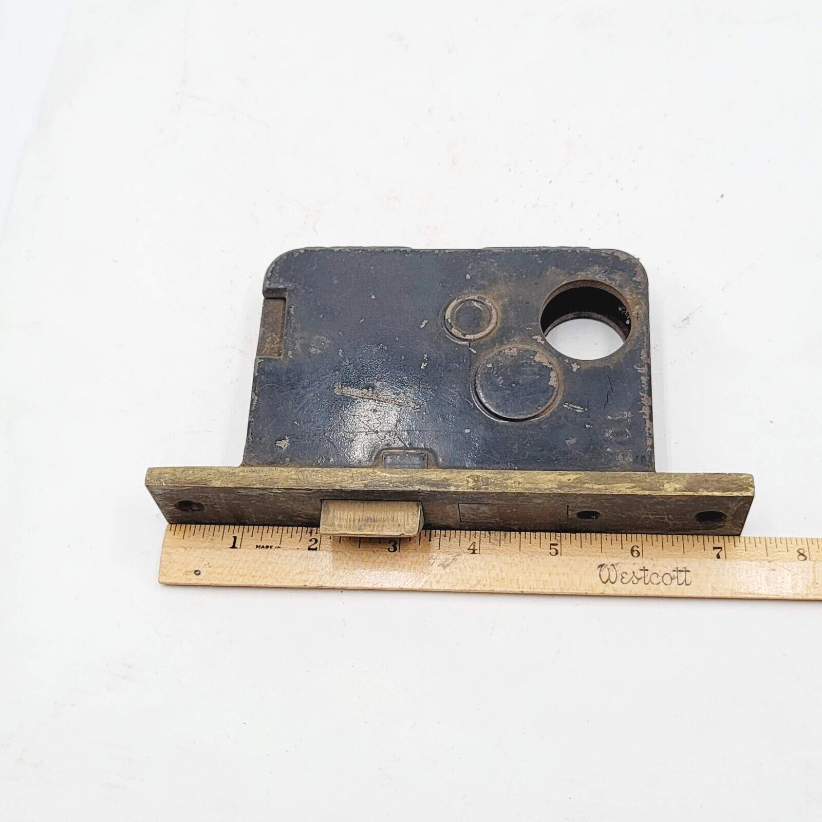 Vintage Mortise Lock Door Hardware Salvage Grip Lever Deadbolt Exterior Brass