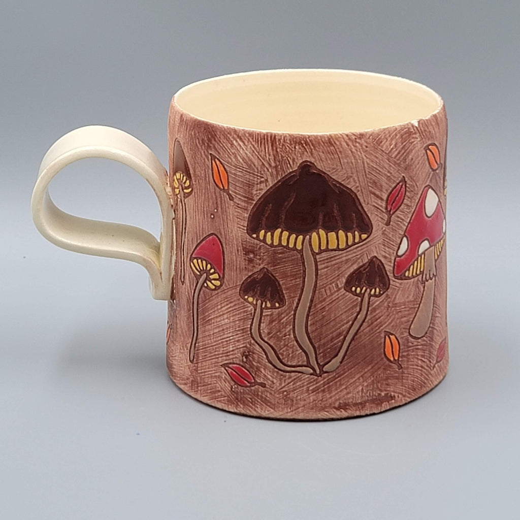 Vintage Handmade Mushroom Coffee Mug Pottery Hand Painted