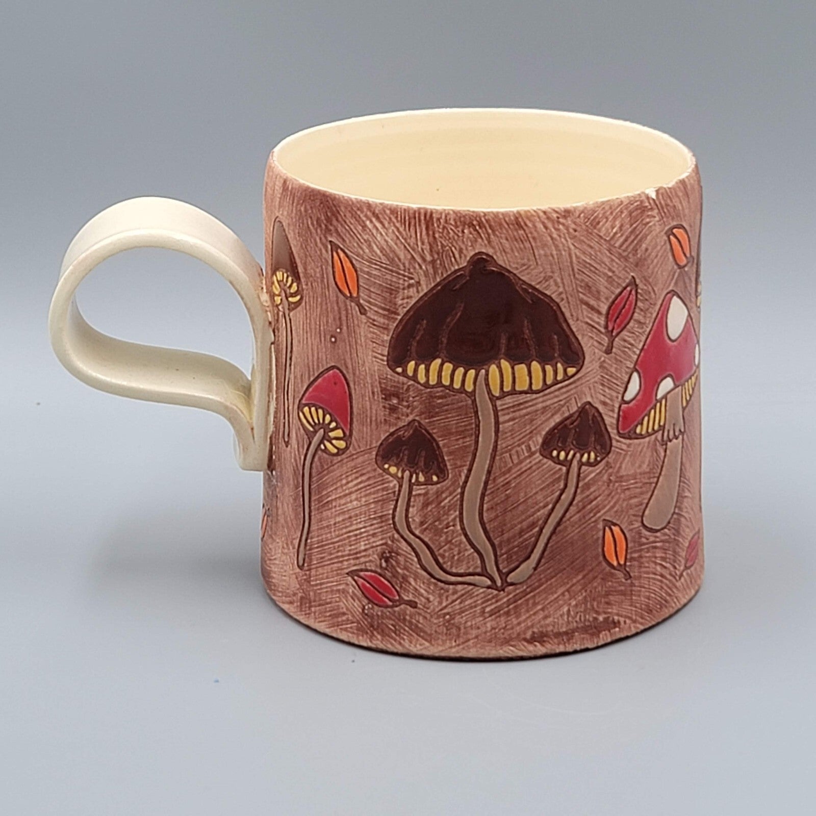 Vintage Handmade Mushroom Coffee Mug Pottery Hand Painted