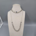 Choker Layered Chain Necklace Silver tone Chains Rhinestones 12"-15" & 21"+