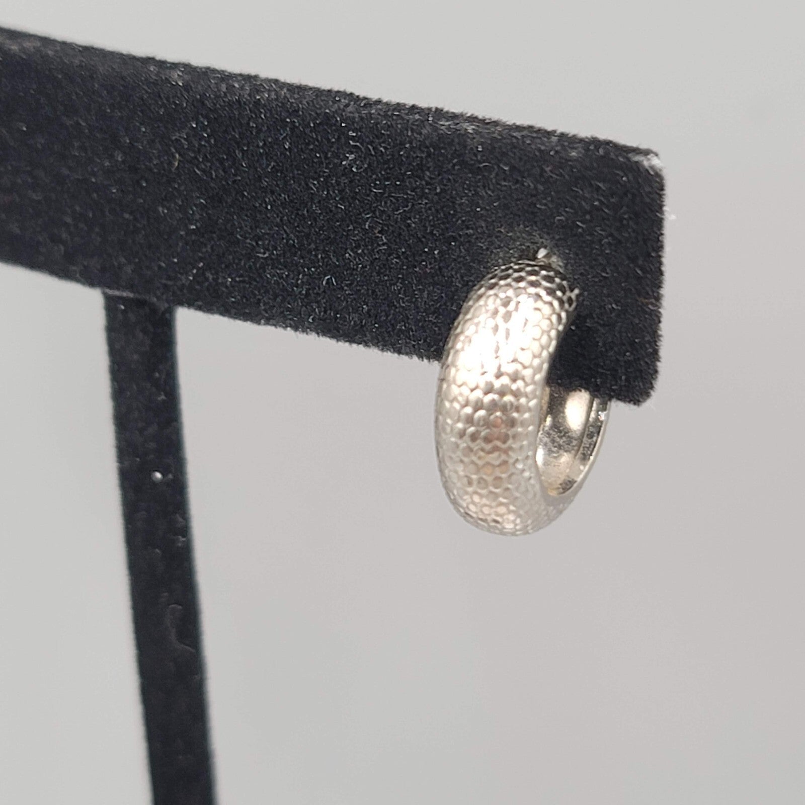 Small Hoop Pierced Earrings Silver tone Textured Hoops 1/2"