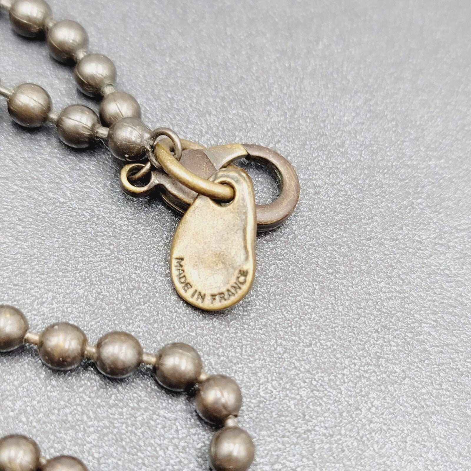 Orner Necklace Made in France Ball Chain Weaved Pendant Artisan Boho 17"