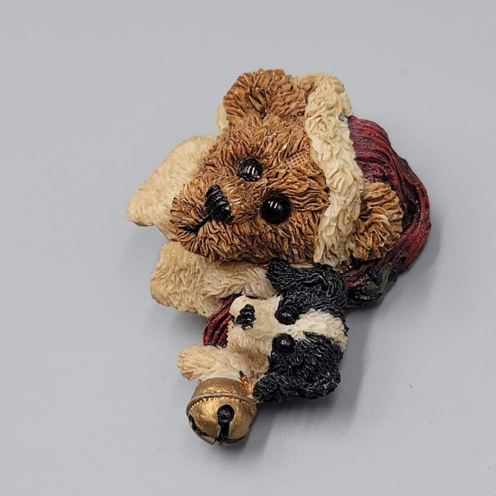 Vintage Christmas Boyds Bears Brooch Pin Santa Bear and Dog 2"