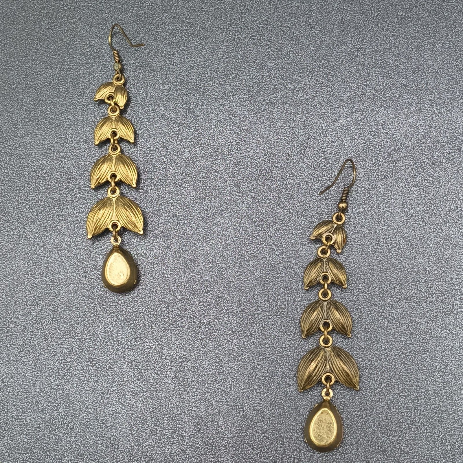 Pierced Earrings Gold tone Multicolor Acrylic Dangle 2.75"