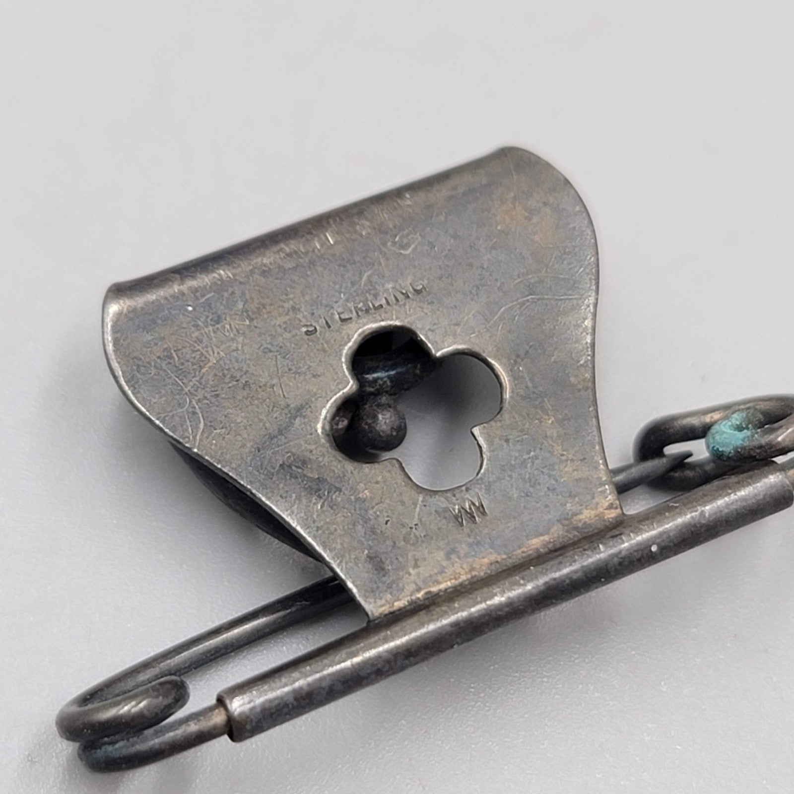 Antique Victorian Sterling Silver Watch Clip Pin Vintage