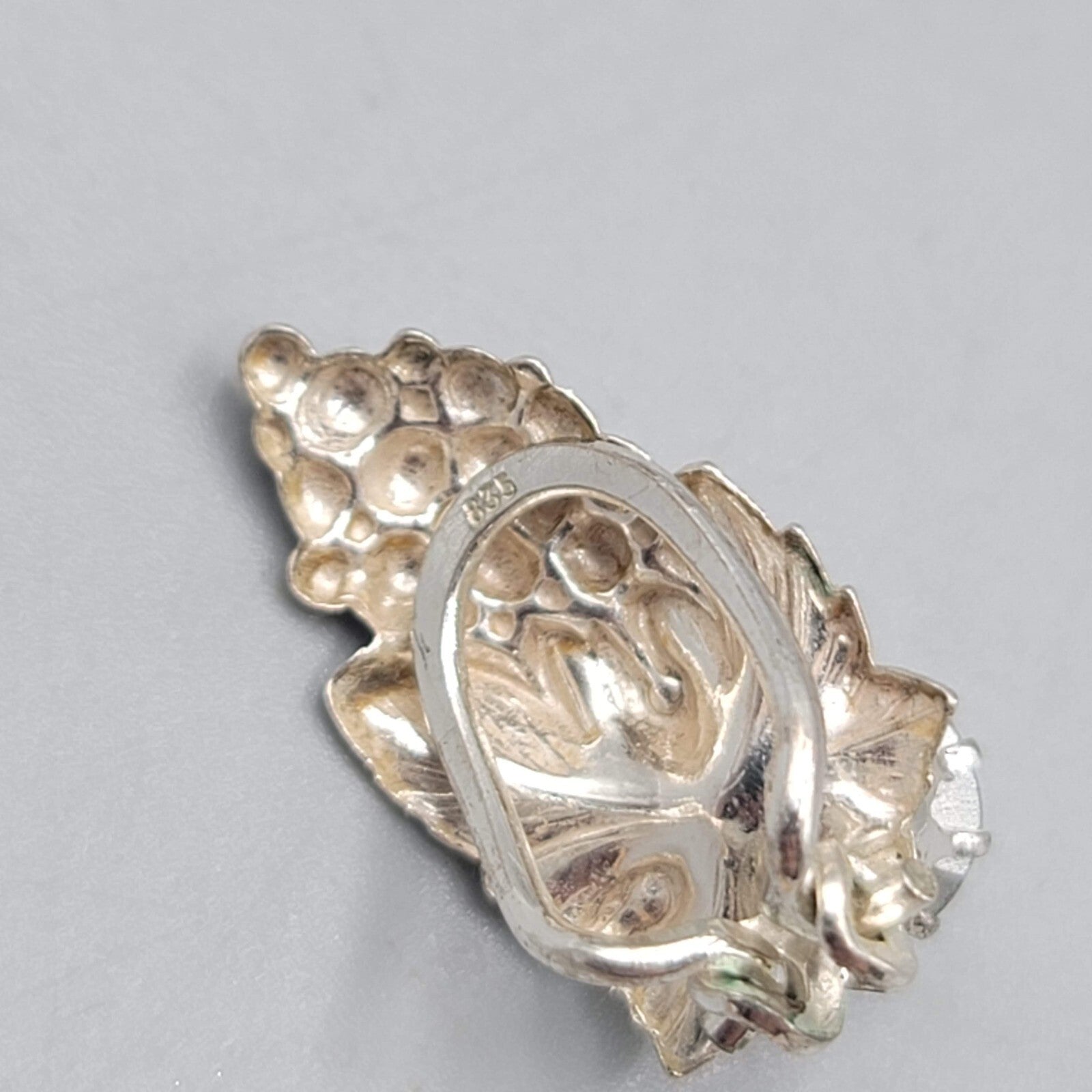 Sterling Silver Clip On Earrings Grapes AB Rhinestone Drop 3/4"