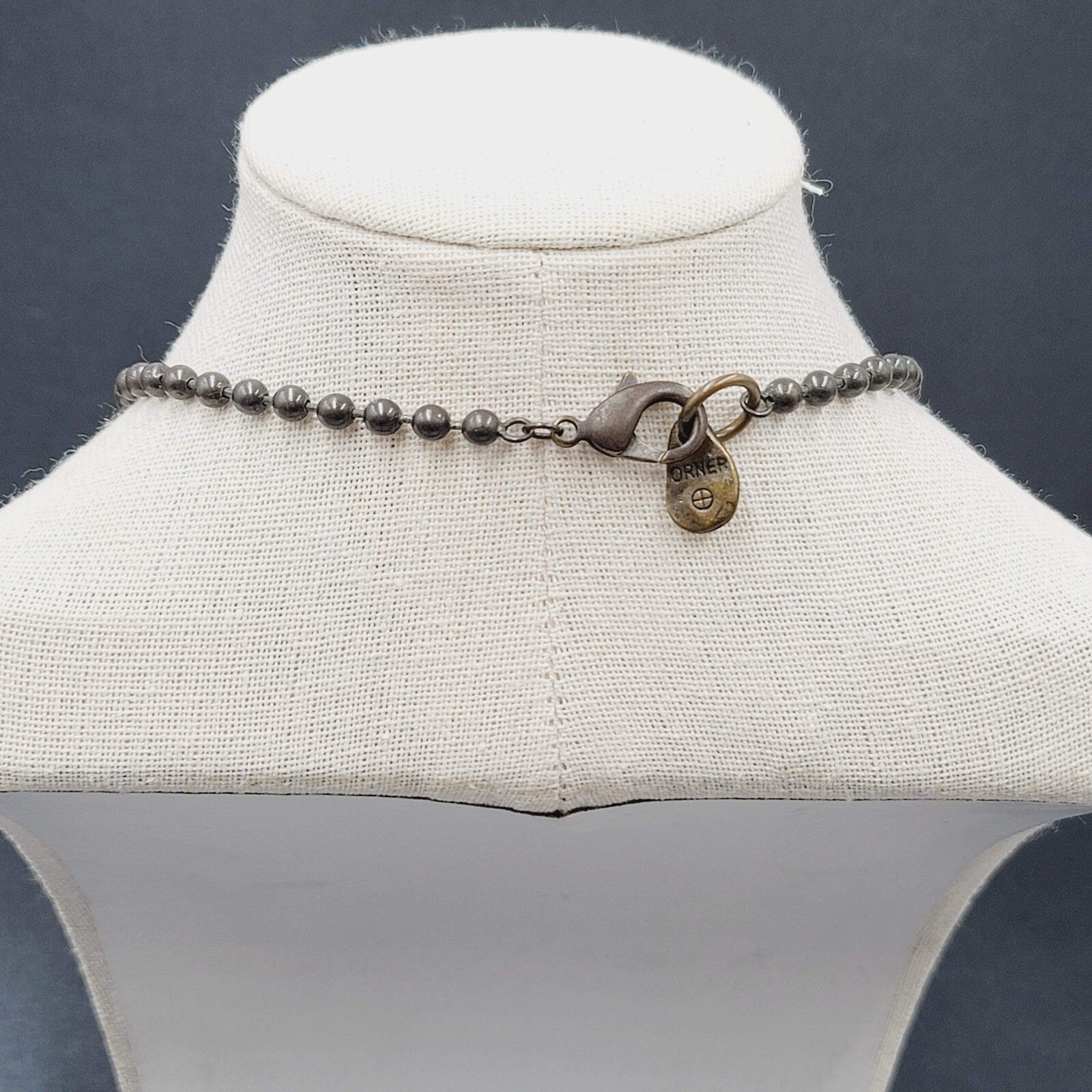 Orner Necklace Made in France Ball Chain Weaved Pendant Artisan Boho 17"