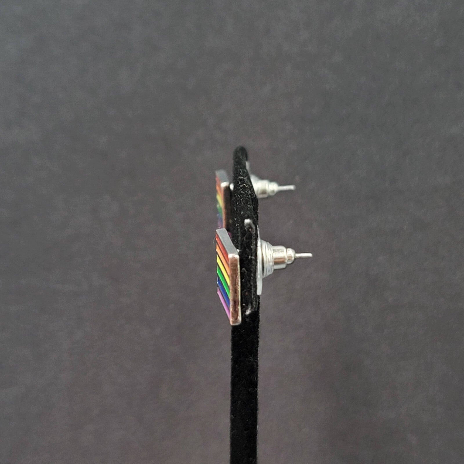 Pierced Earrings PRIDE Rainbow Rectangle Studs 5/8"