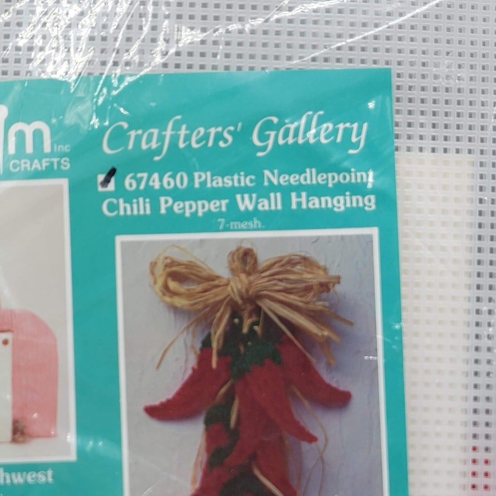 Mary Maxim Needlepoint Chili Peppers Wall Hanging Plastic Craft Kit #67460
