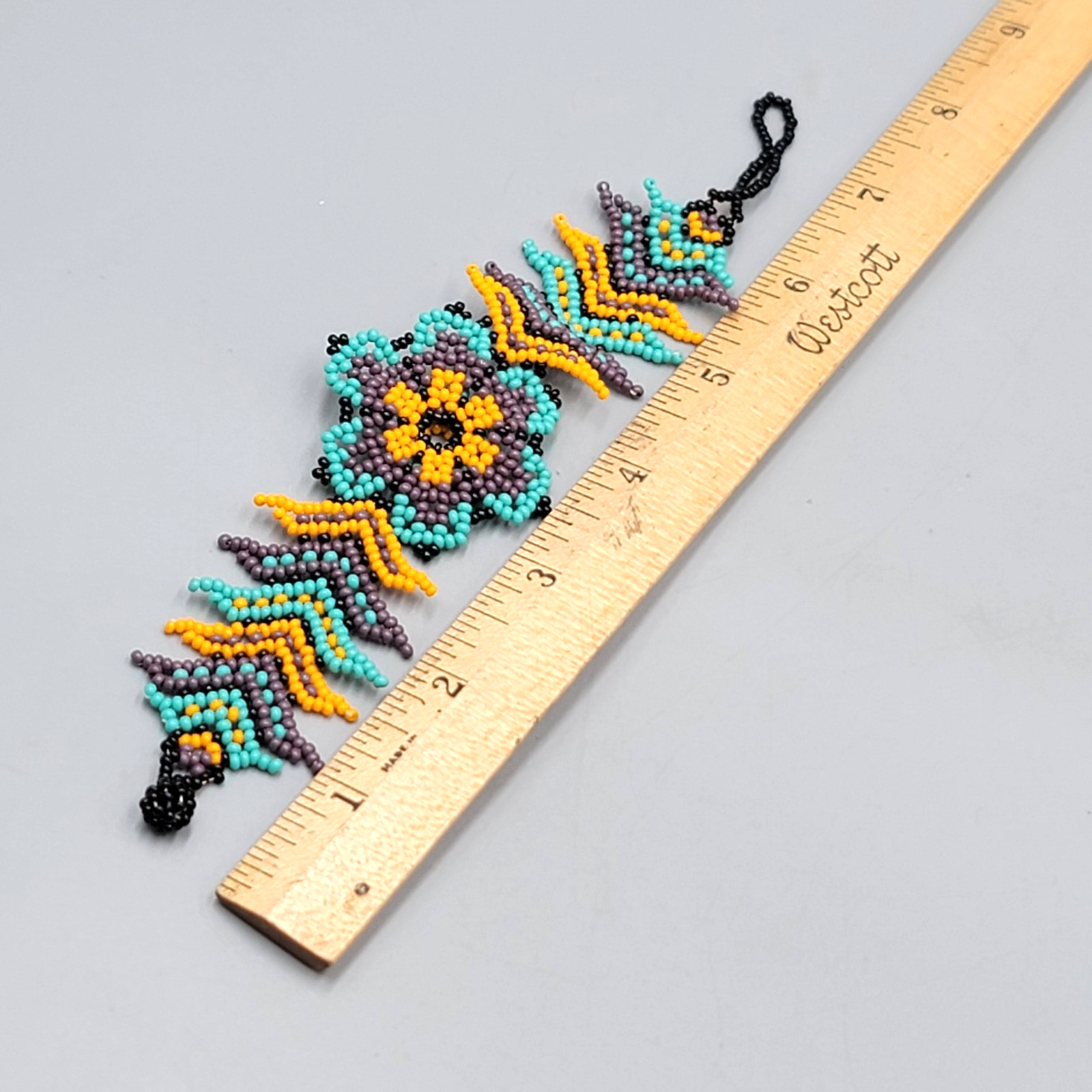 Flower Seed Bead Bracelet Purple Blue Yellow Black Adj