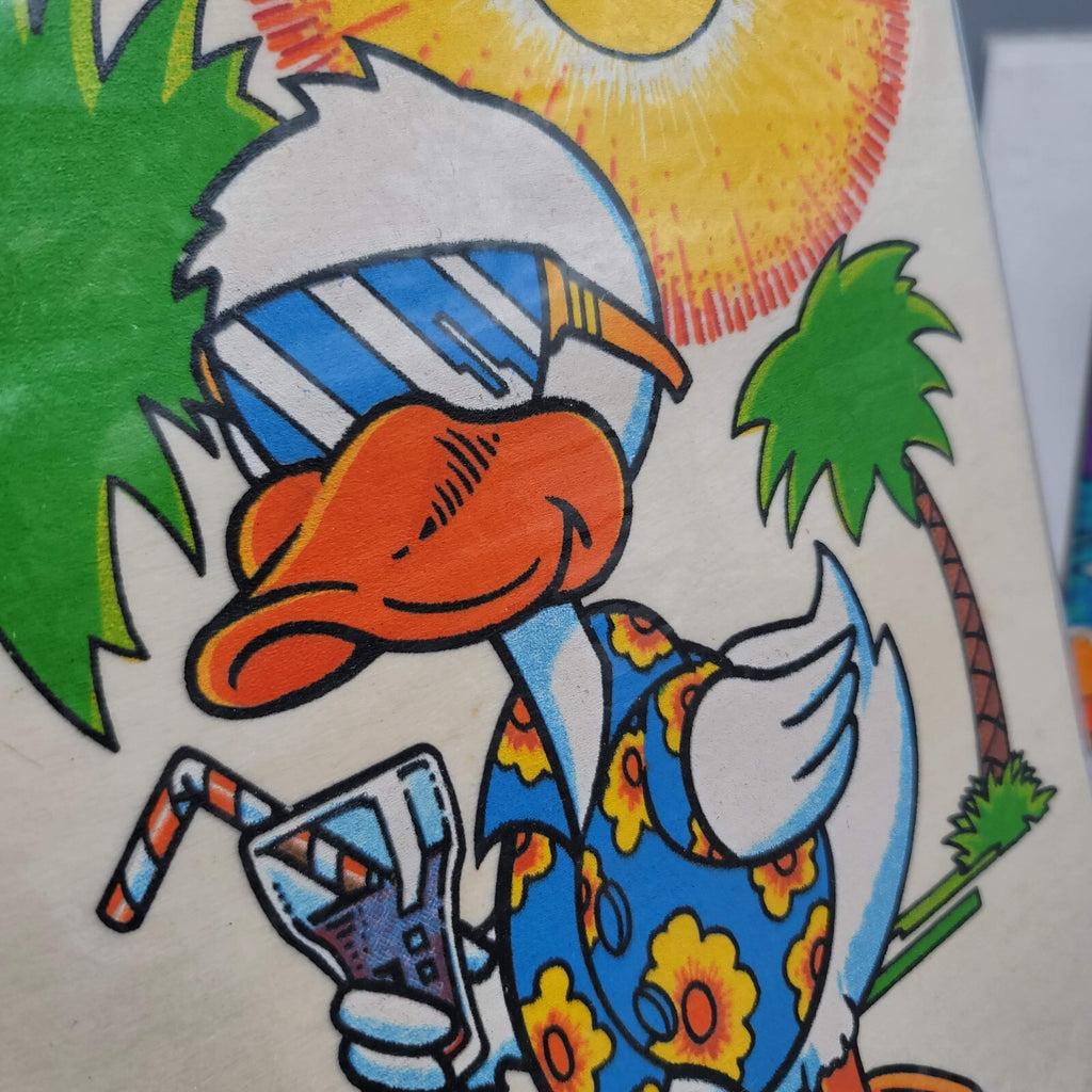 Vintage Cartoon Duck Beach Iron On Transfer Lot of 2 Surfboard Sun 1980s