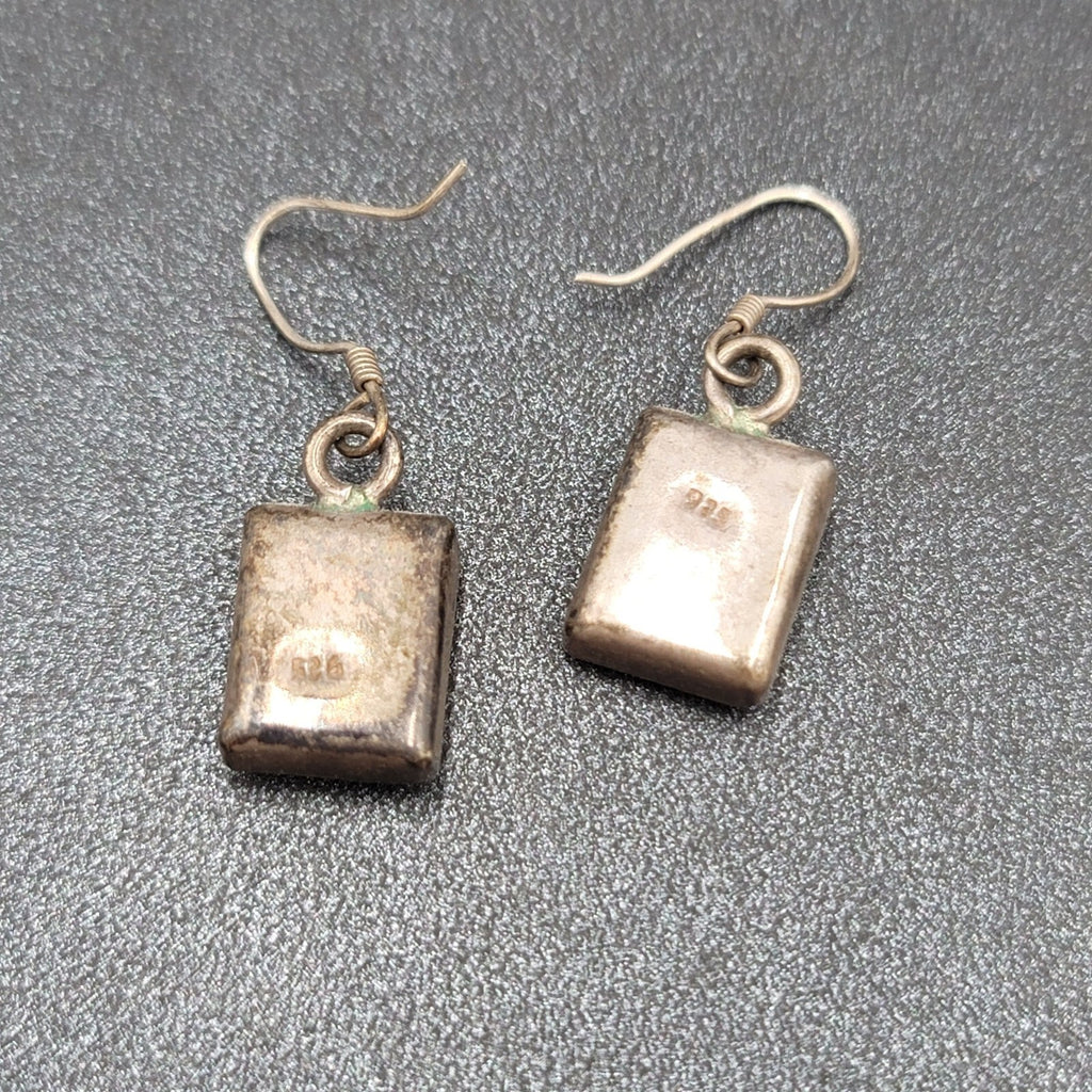 Pierced Earrings Sterling Silver Real Flower in Resin Dangle 5/8"