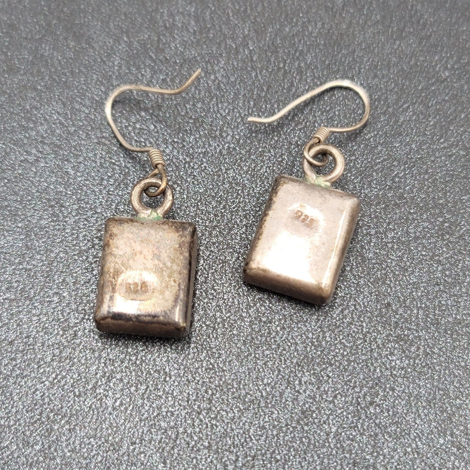Pierced Earrings Sterling Silver Real Flower in Resin Dangle 5/8"