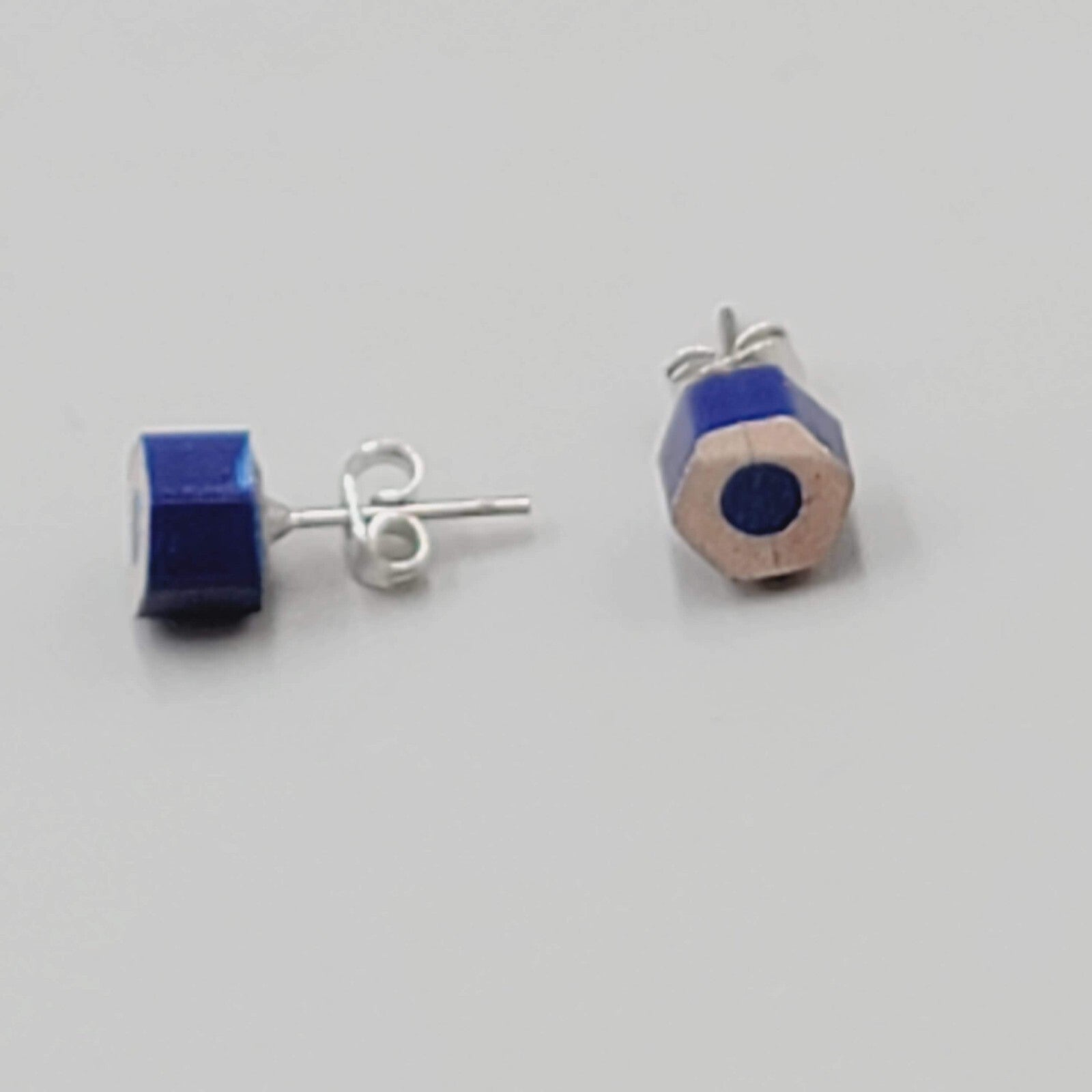 Blue Colored Pencil Stud Pierced Earrings Studs Teacher Artist 1/4"