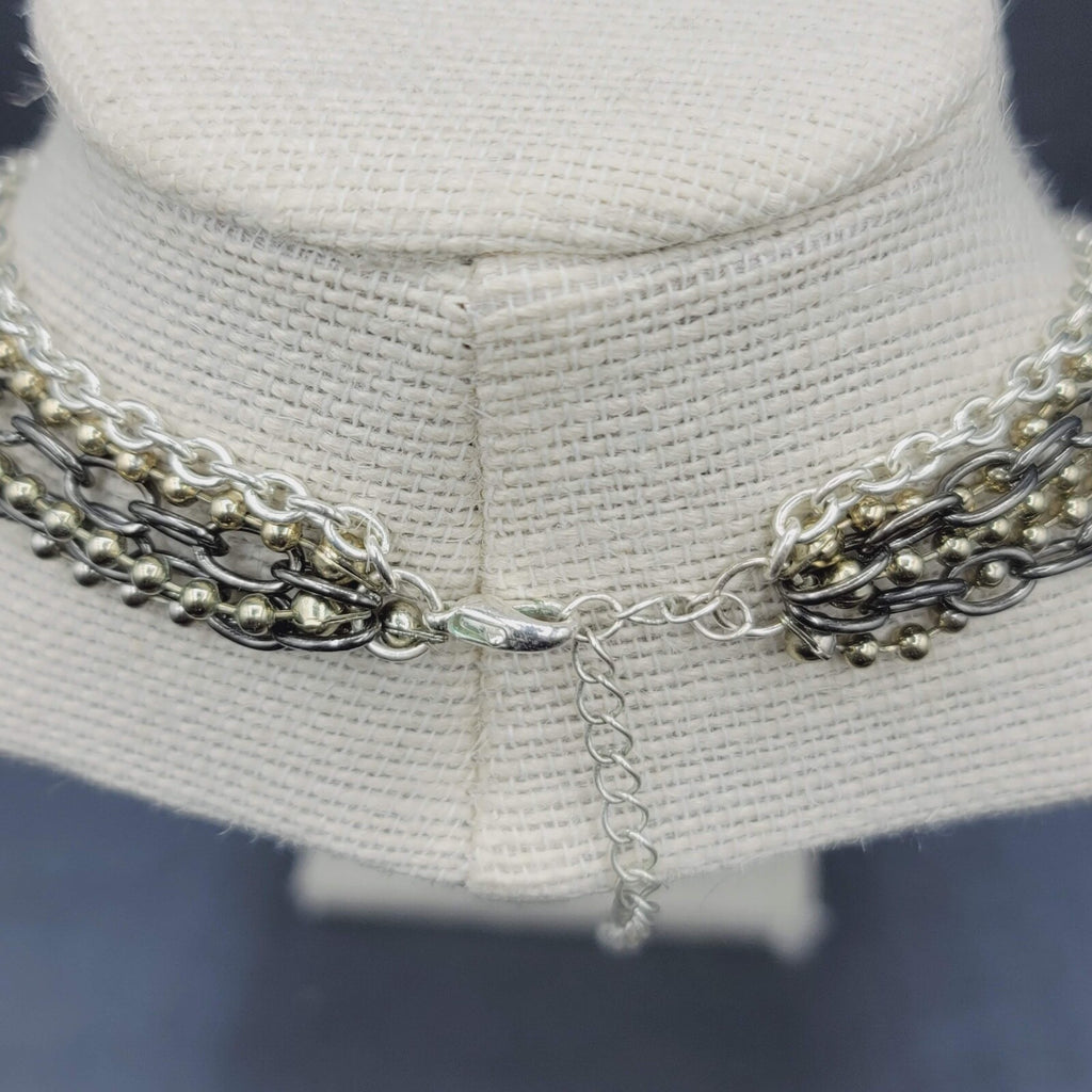 Modern Necklace Multi Color 5 Chain Layered 16-18"
