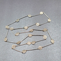 Vintage Necklace Silver tone Filigree Flower Station Chain Long 38"