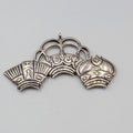 Vintage H&H Hand and Hammer Sterling Silver 925 Three Crowns Brooch 2.5"
