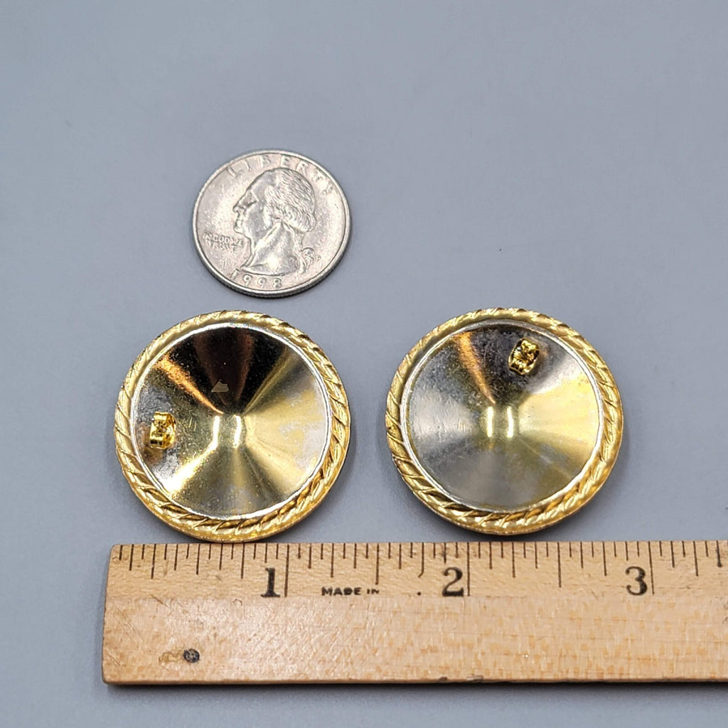 Vintage Pierced Earrings Gold Plated Textured Polished Studs 5/8"