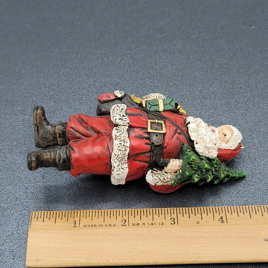 Lot of 3 Santa Claus Resin Christmas Tree Ornament 4.5" Presents Teddy Bear