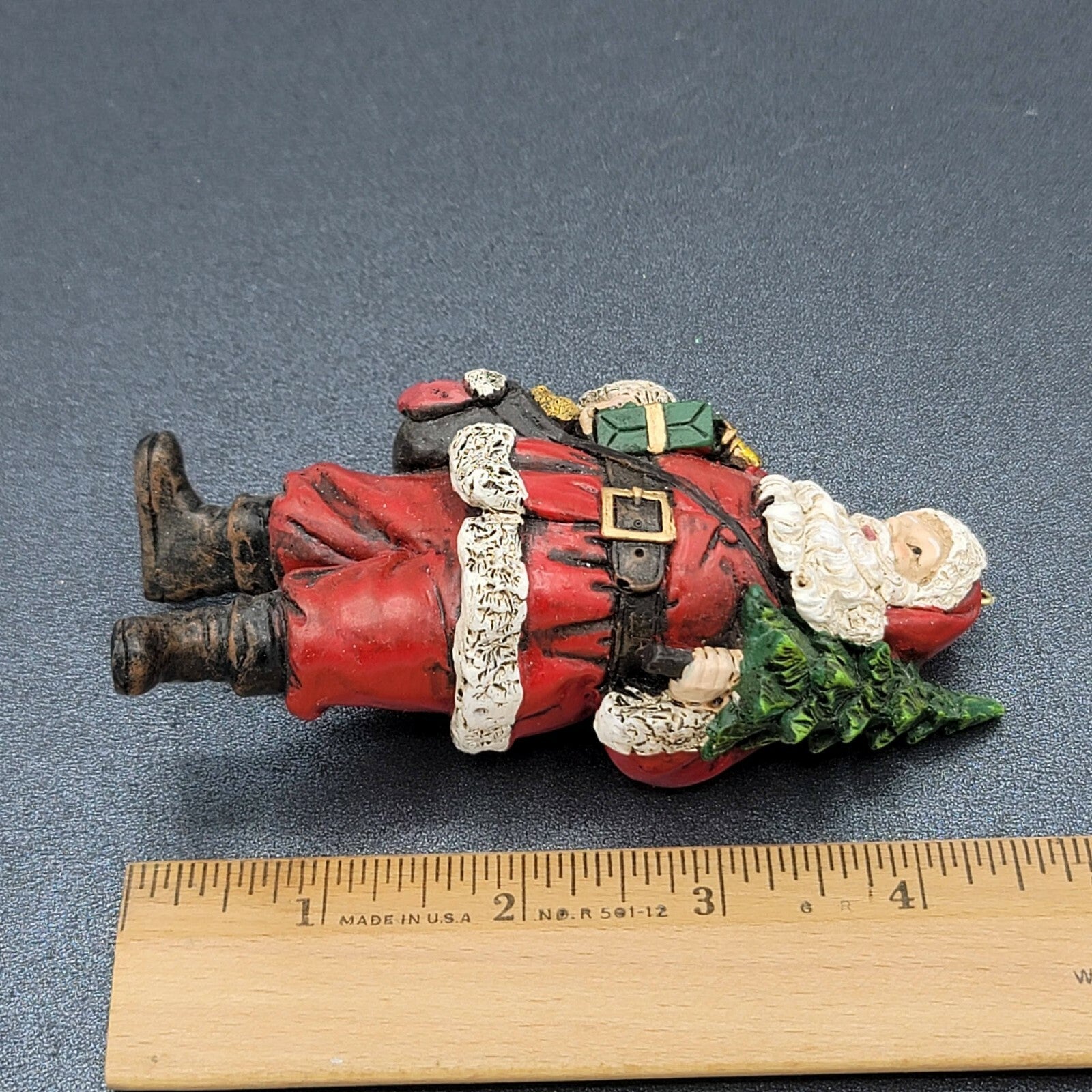 Lot of 3 Santa Claus Resin Christmas Tree Ornament 4.5" Presents Teddy Bear
