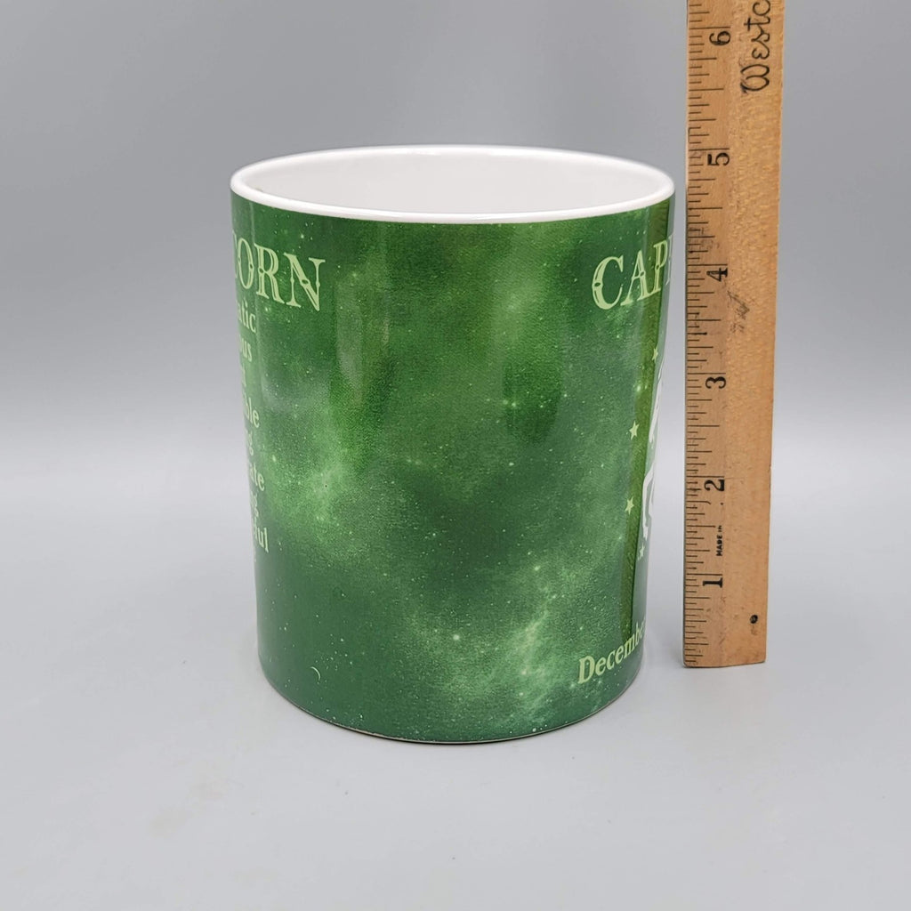 Fisher Capricorn Zodiac Coffee Mug Cup Green Ceramic Astrology Large