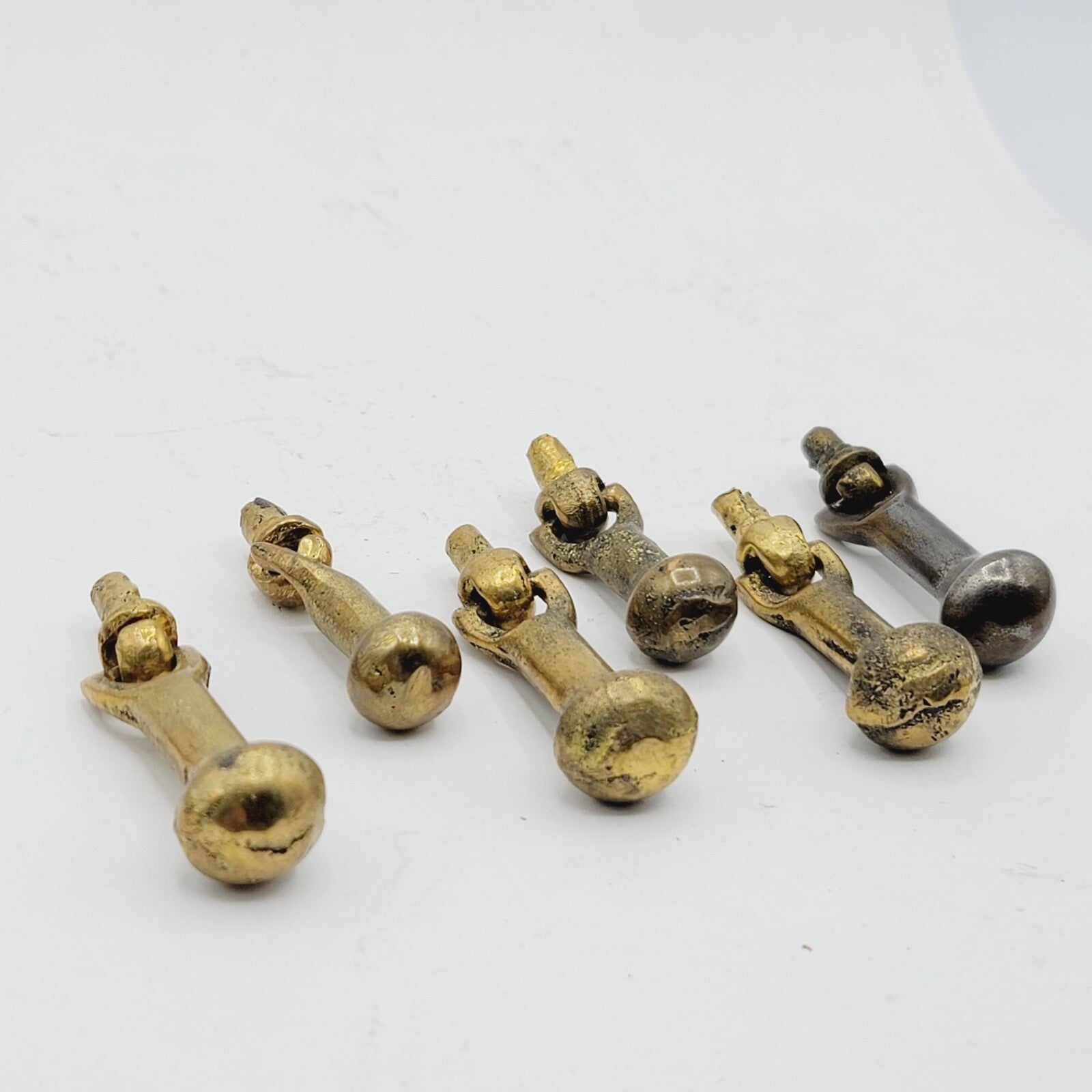 Set of 6 Vintage Brass Drawer Pulls Salvage Hardware Parts