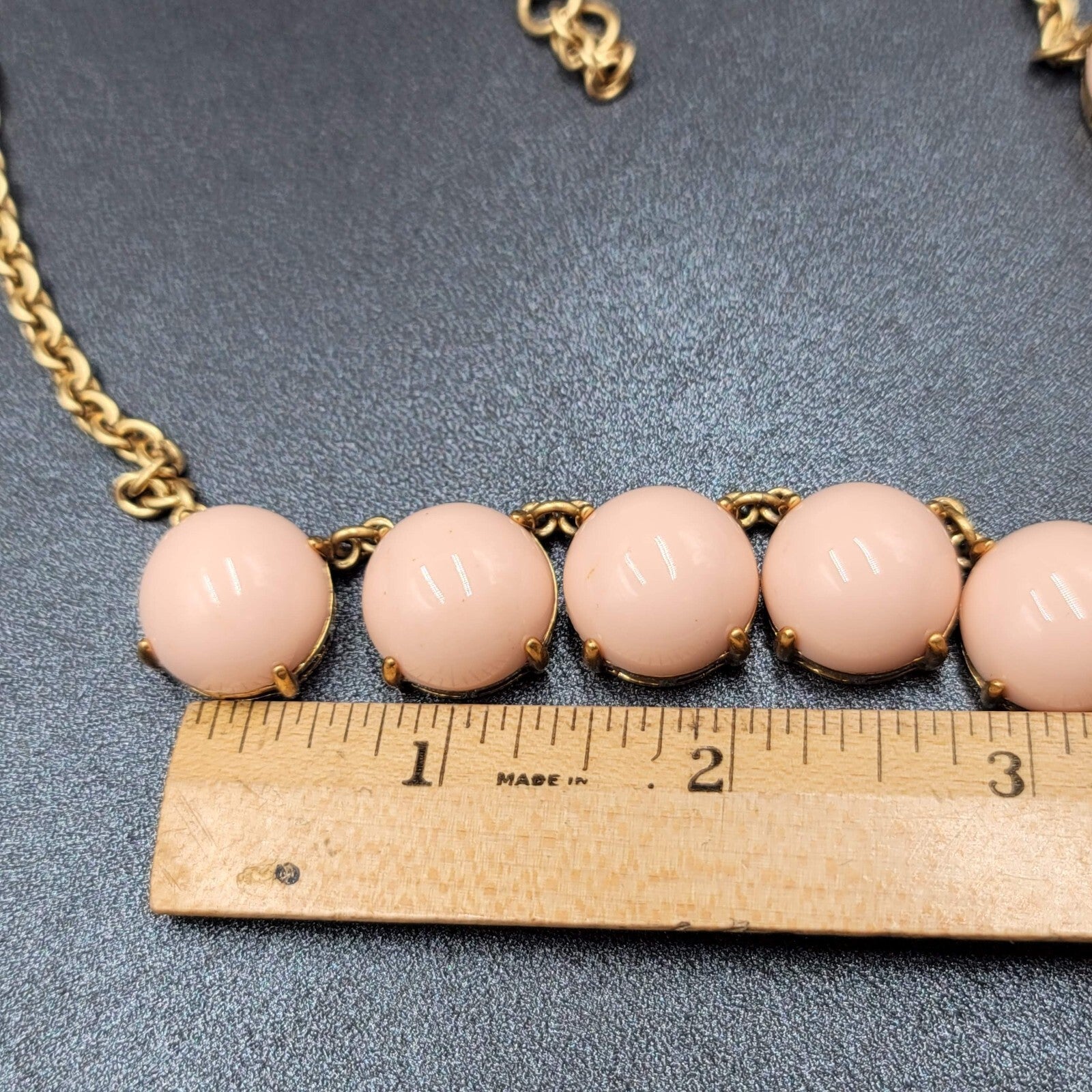 J Crew Necklace Gold tone Pink Acrylic Cabochons 16"-19"