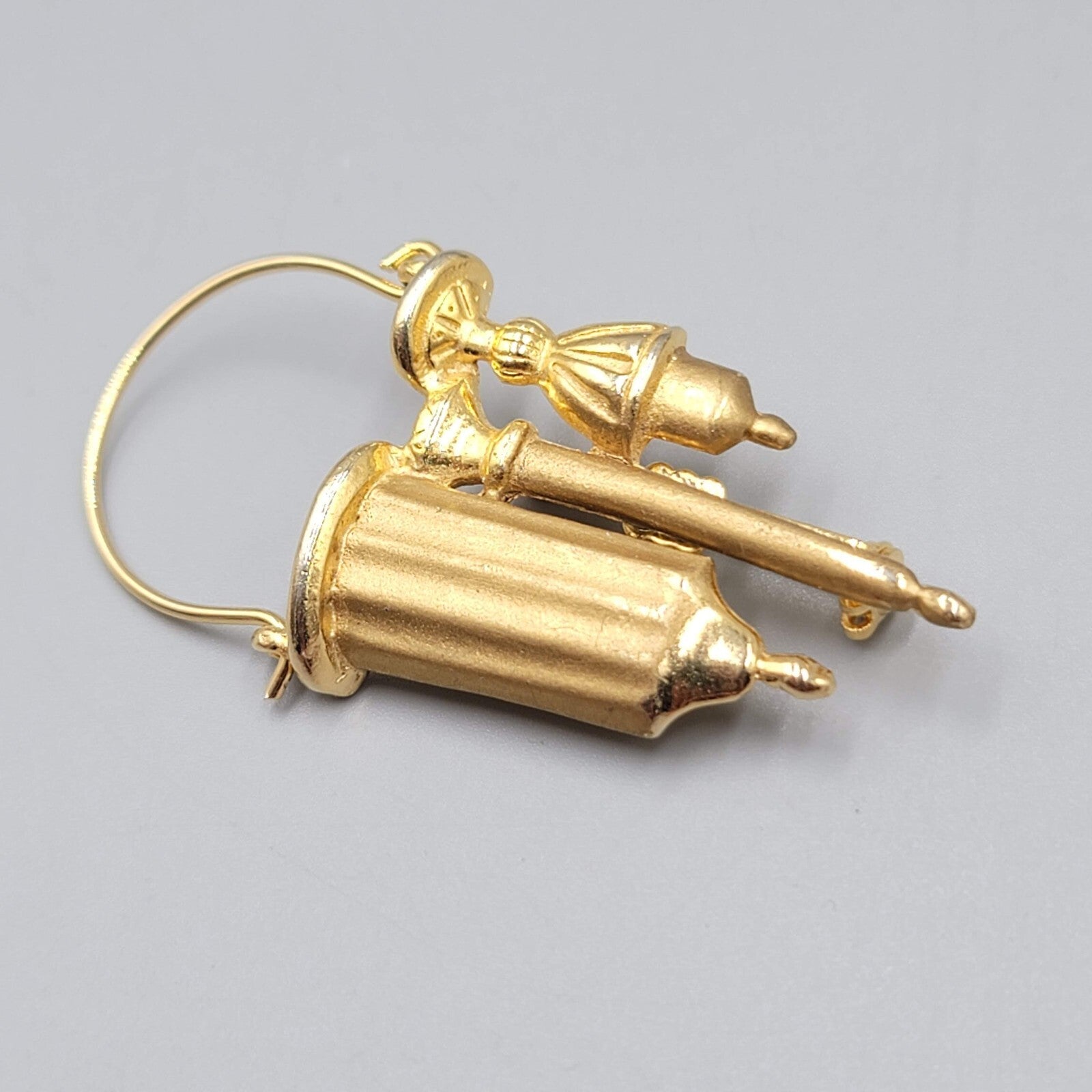 Vintage Candle Charm Brooch Gold Plated 2.25"
