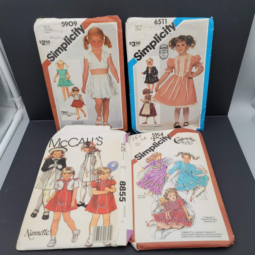 Vtg Cinderella Simplicity Sewing 4 Patterns Dress 6511 5354 8855 Girls Sizes 3-6