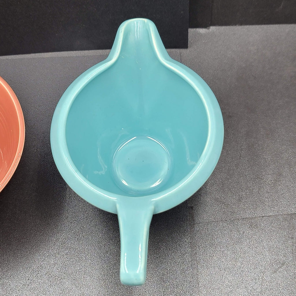 Vintage Fiesta Harlequin Blue Creamer Pink Sugar Set No Lid Ceramic
