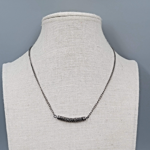 Brand Corazon Gunmetal Gray Necklace Rhinestone Minimalist 14"-16"