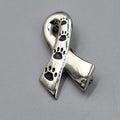 Animal Rescue Ribbon Pin Paw Prints Until They All Have a Home Silver tone  1.5"