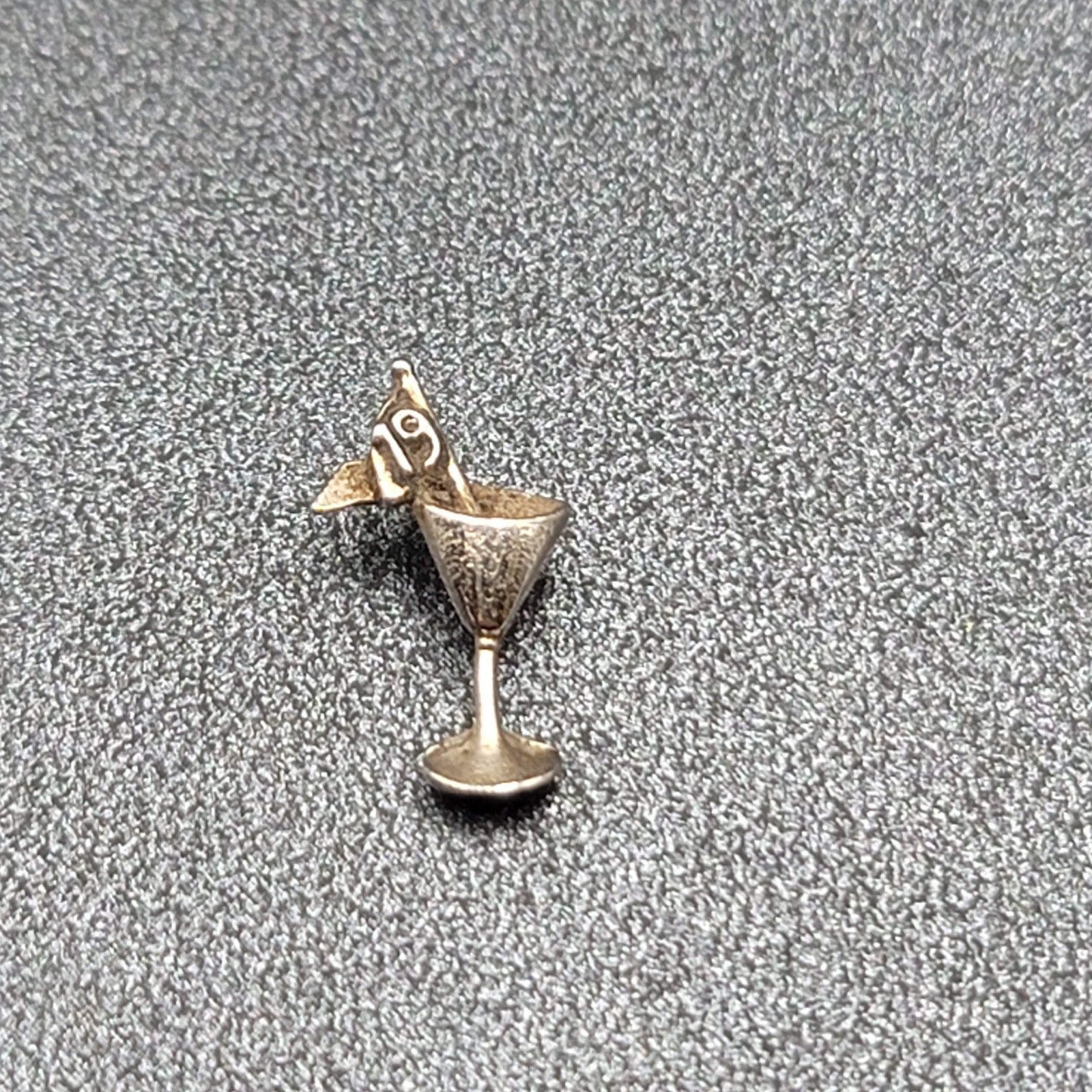 Vintage Tie Tack Lapel Pin Golf Flag Martini Silver tone 5/8"