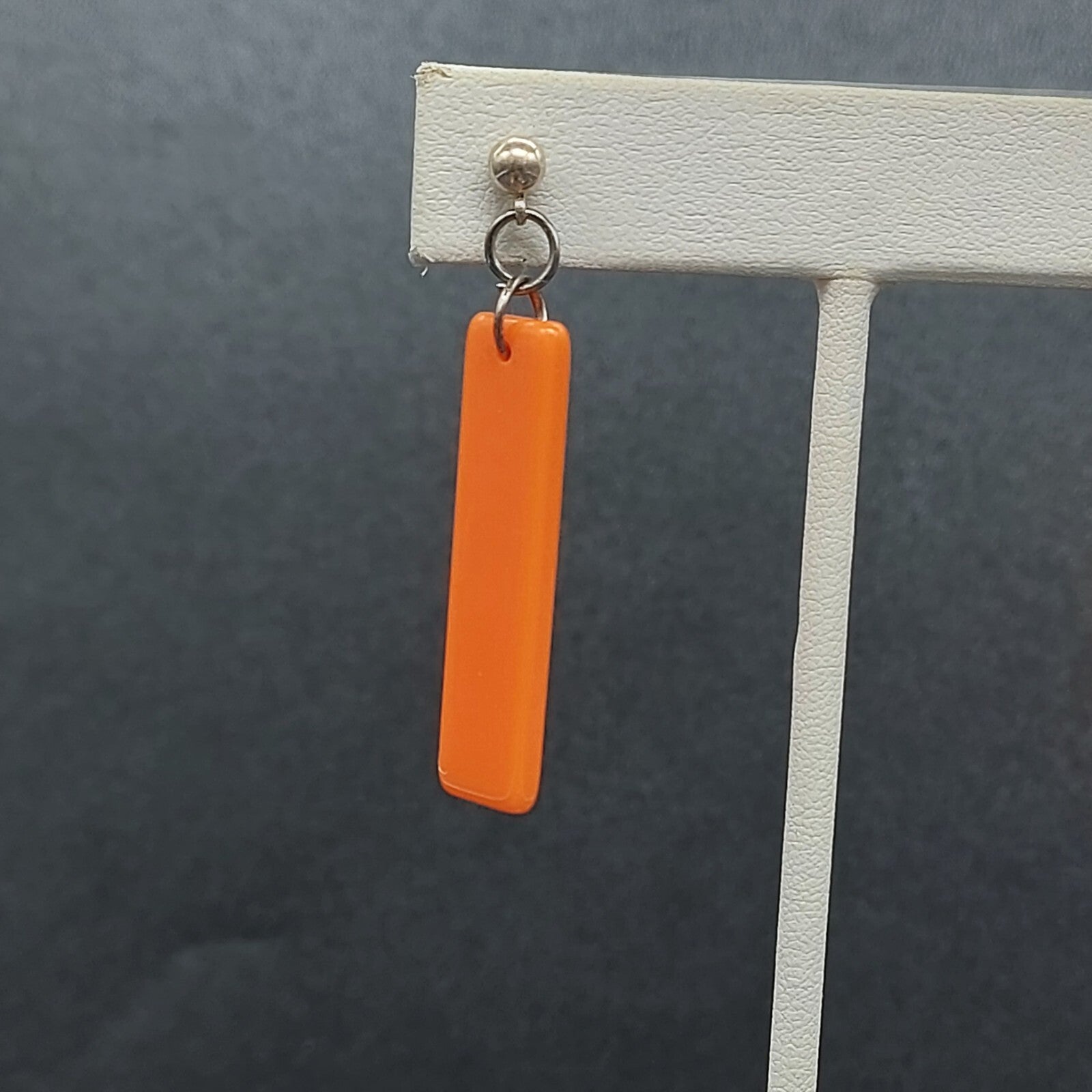 Pierced Earrings Acrylic SERIOUSLY WHATEVER Orange Dangle Words 1 3/8"