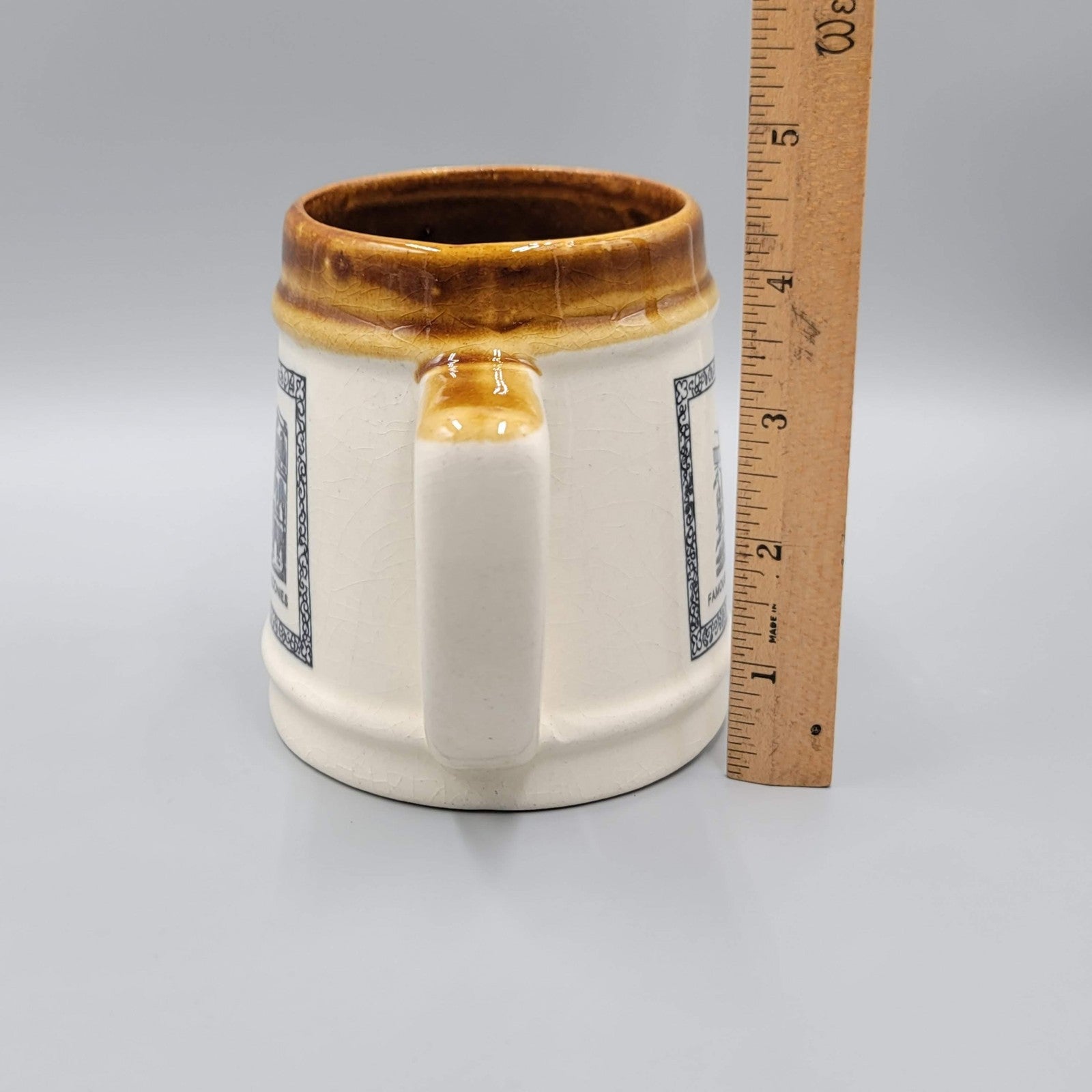 Vintage New Orleans CoffeeMug Brown Glaze Souvenir Landmarks Bourbon Street Jazz
