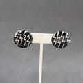 Vintage 1980s Pierced Earrings Black White Enamel over Metal Discs 1"