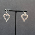 Pierced Earrings Silver tone Open Heart Dangle 1"