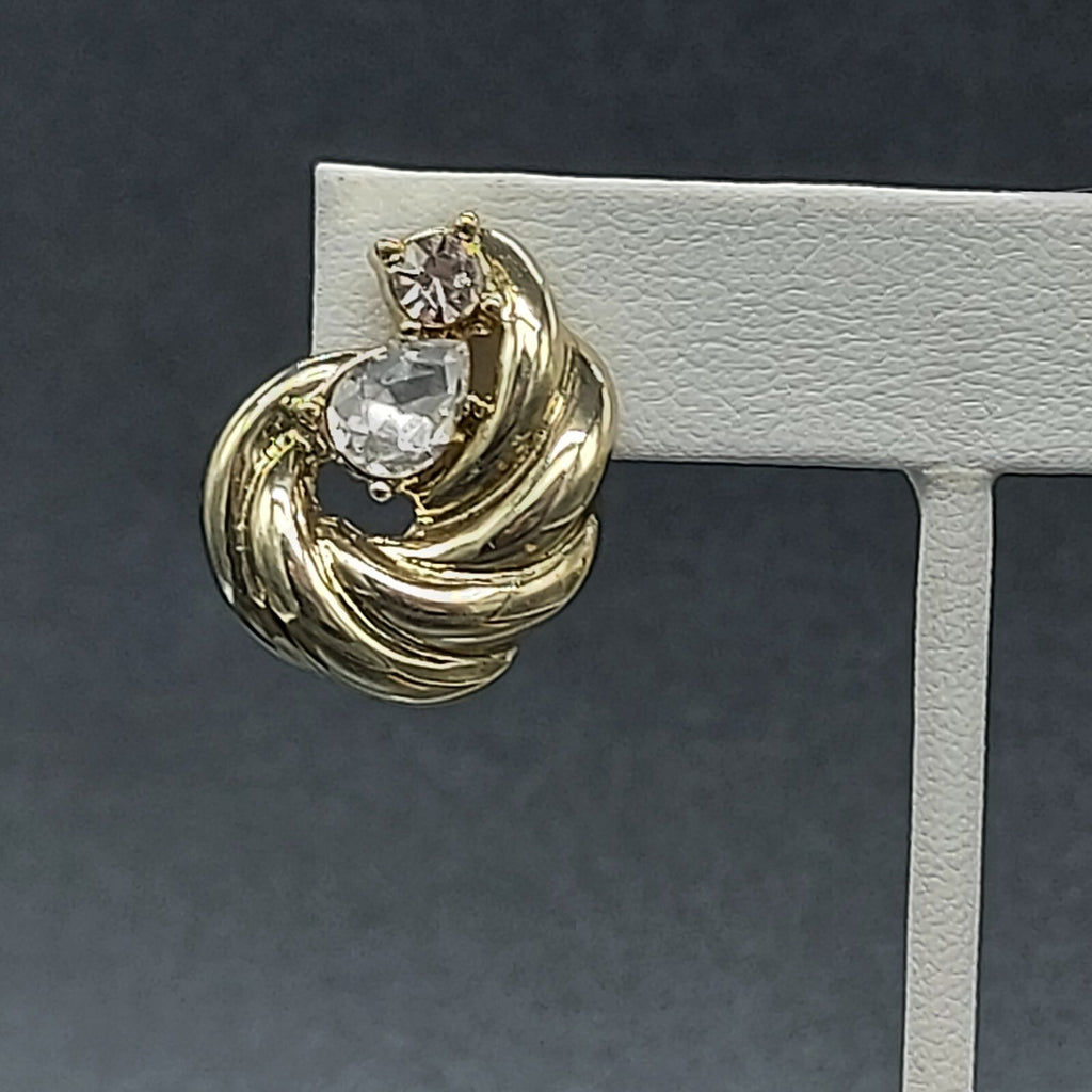 Vintage NWH Clip On Earrings Silver tone Rhinestone 1"