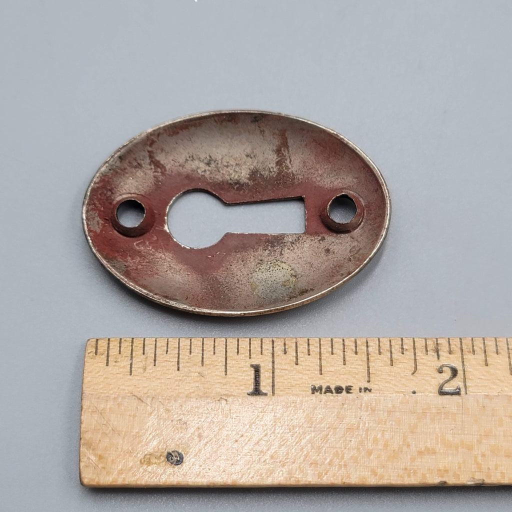 Vintage Oval Steel Skeleton Keyhole Escutcheon Salvage Hardware 1 5/8" (57)