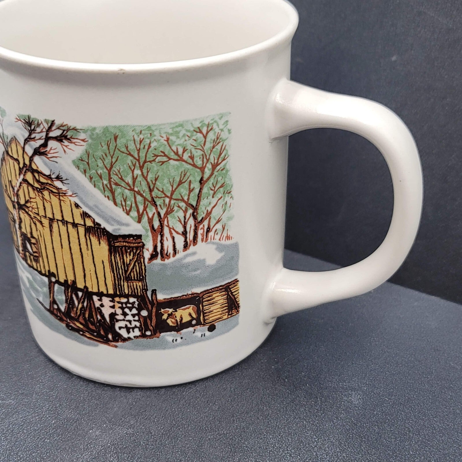 Sunny Stoneware Coffee Mug Made in Korea Winter Scene