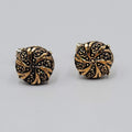 Vintage Gold tone  Mens Cufflinks Black Design Swirl Round Mens Jewelry 3/4"