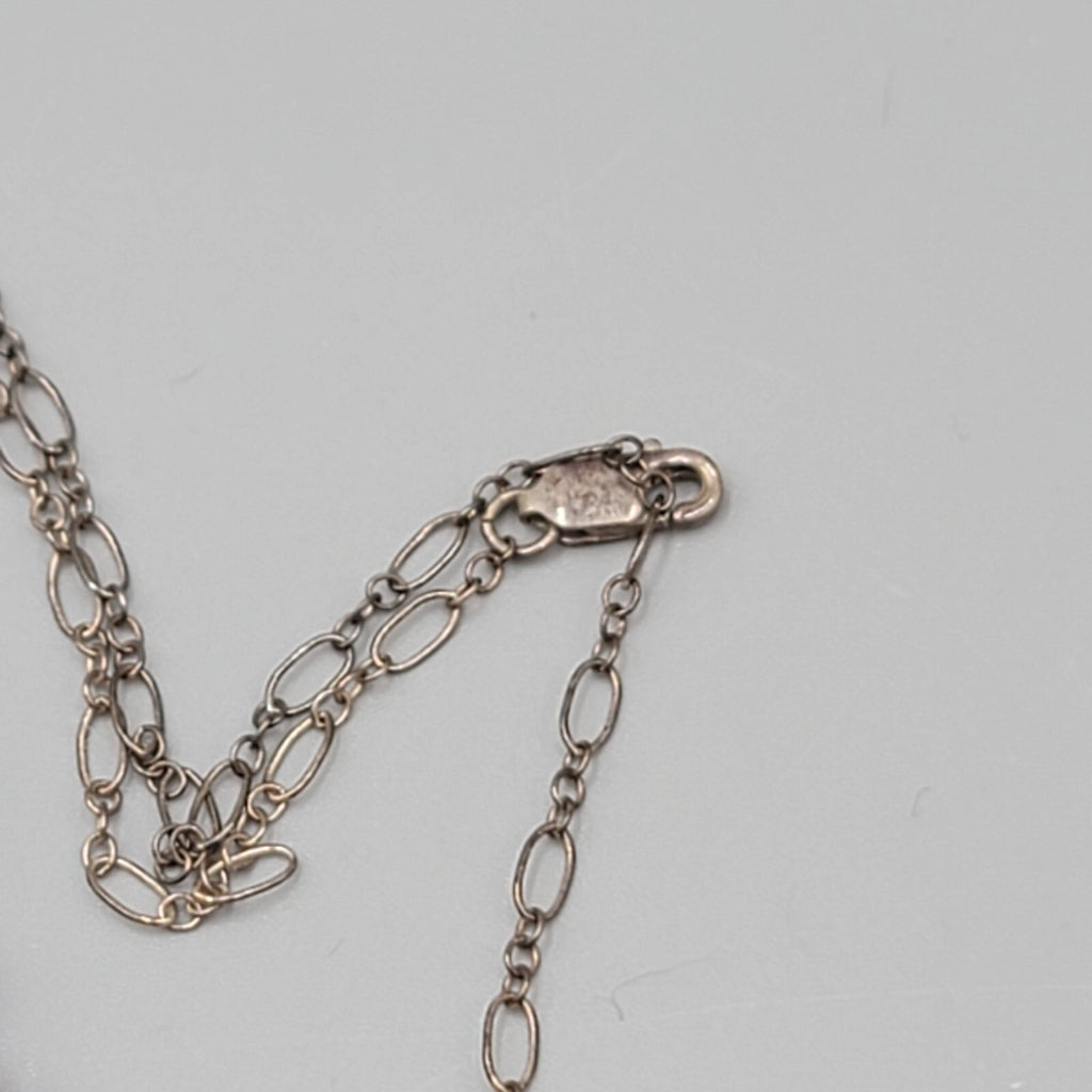 Sterling Silver Necklace Bead Amethyst Y Drop Unique Chain Mother of Pearl 18"