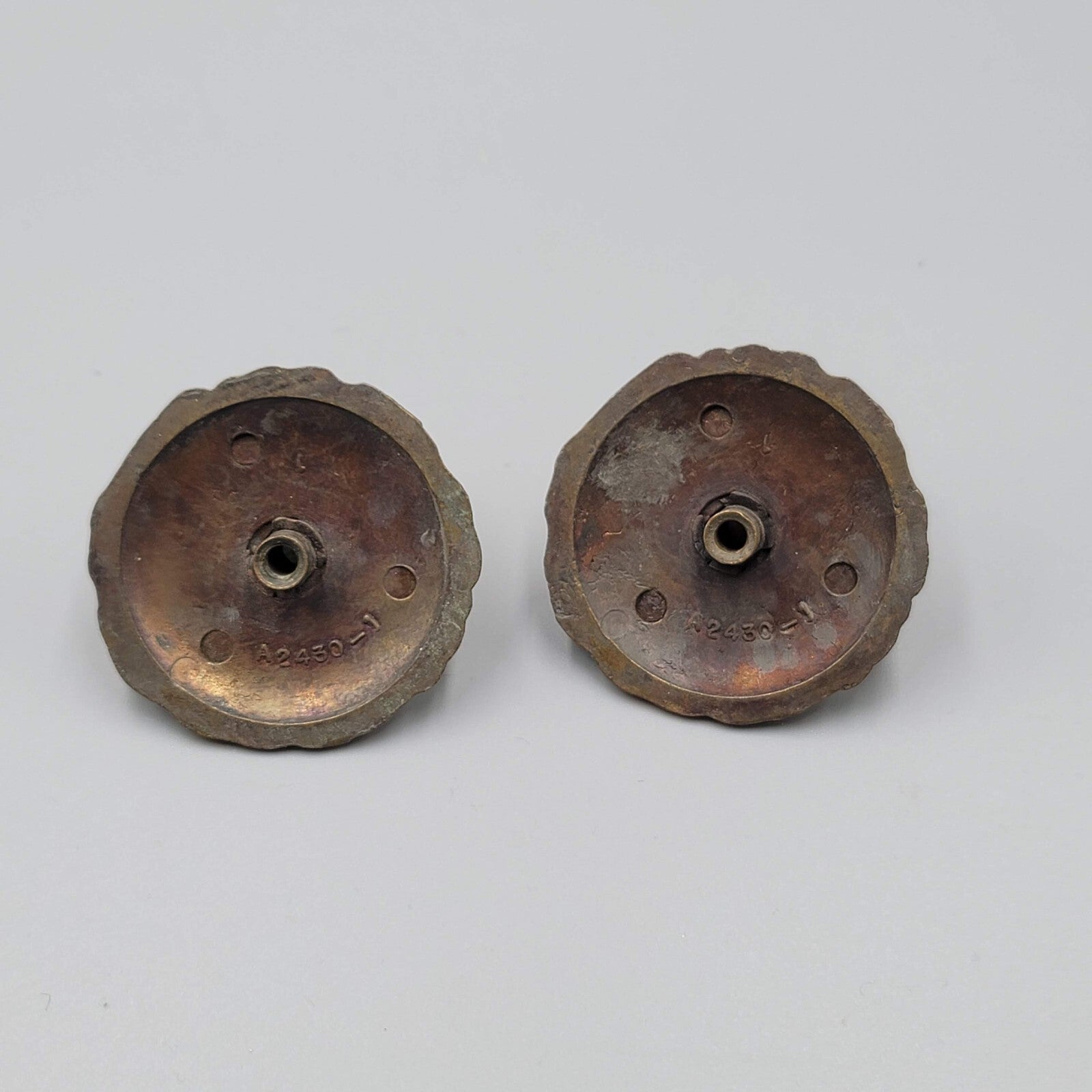 Vintage Flower Brass FACE Plates Ornate Bail Pull Replacement Set of 2 - 1 3/4"