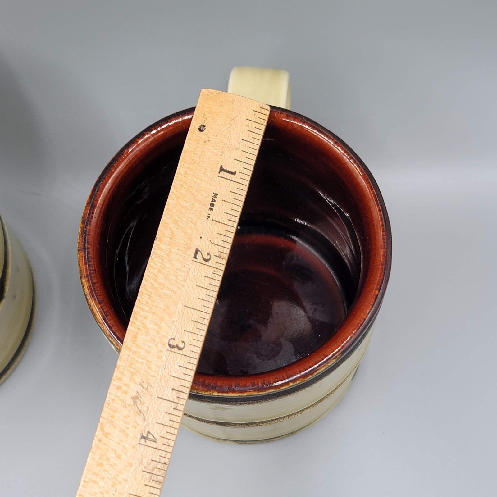 Vintage Set of 2 Baldelli Bamboo Design Coffee Mug Cup Glazed Art Pottery Italy