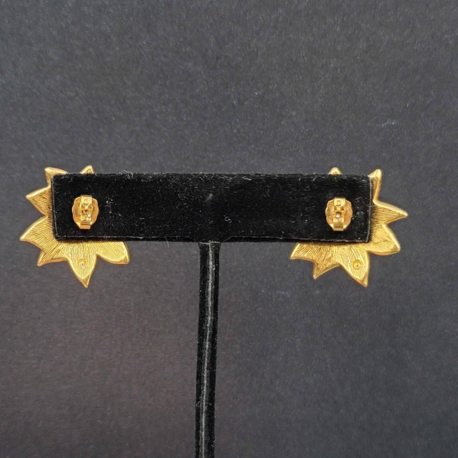 Vintage Pierced Earrings Yellow Enamel Poinsettia Flower Drop 1"
