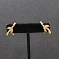 Vintage Clip on Earrings Gold tone Rhinestone Drop 7/8"